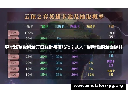 夺冠比赛级别全方位解析与技巧指南从入门到精通的全面提升